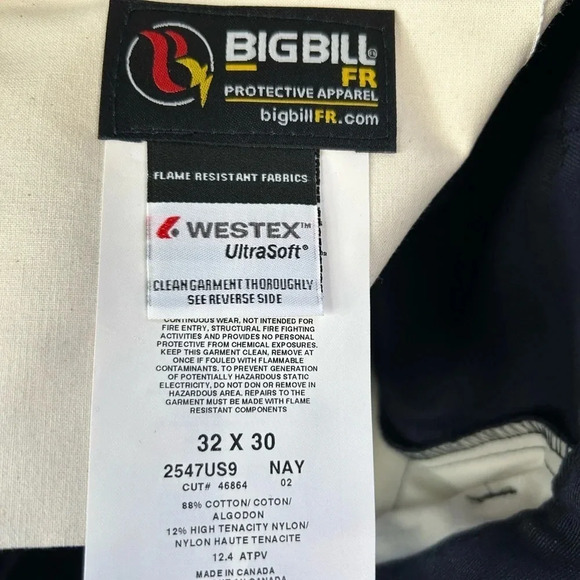 2 Pair Big Bill Work Pants Ultra Soft FR Trim Line Fit Pants For Women 32 X 30 - Picture 11 of 12